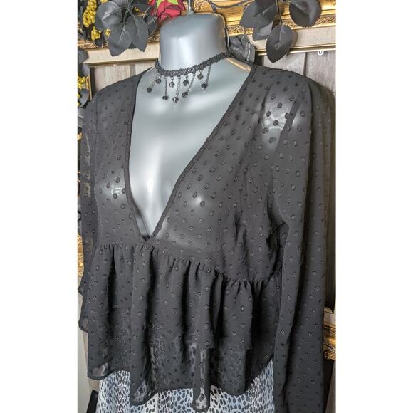 FOREVER 21 Tops - 🖤✨ Forever 21 Black Sheer Babydoll Top Goth Coquette Romantic Grunge Size Small